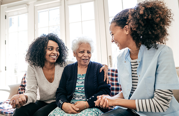 three women talking