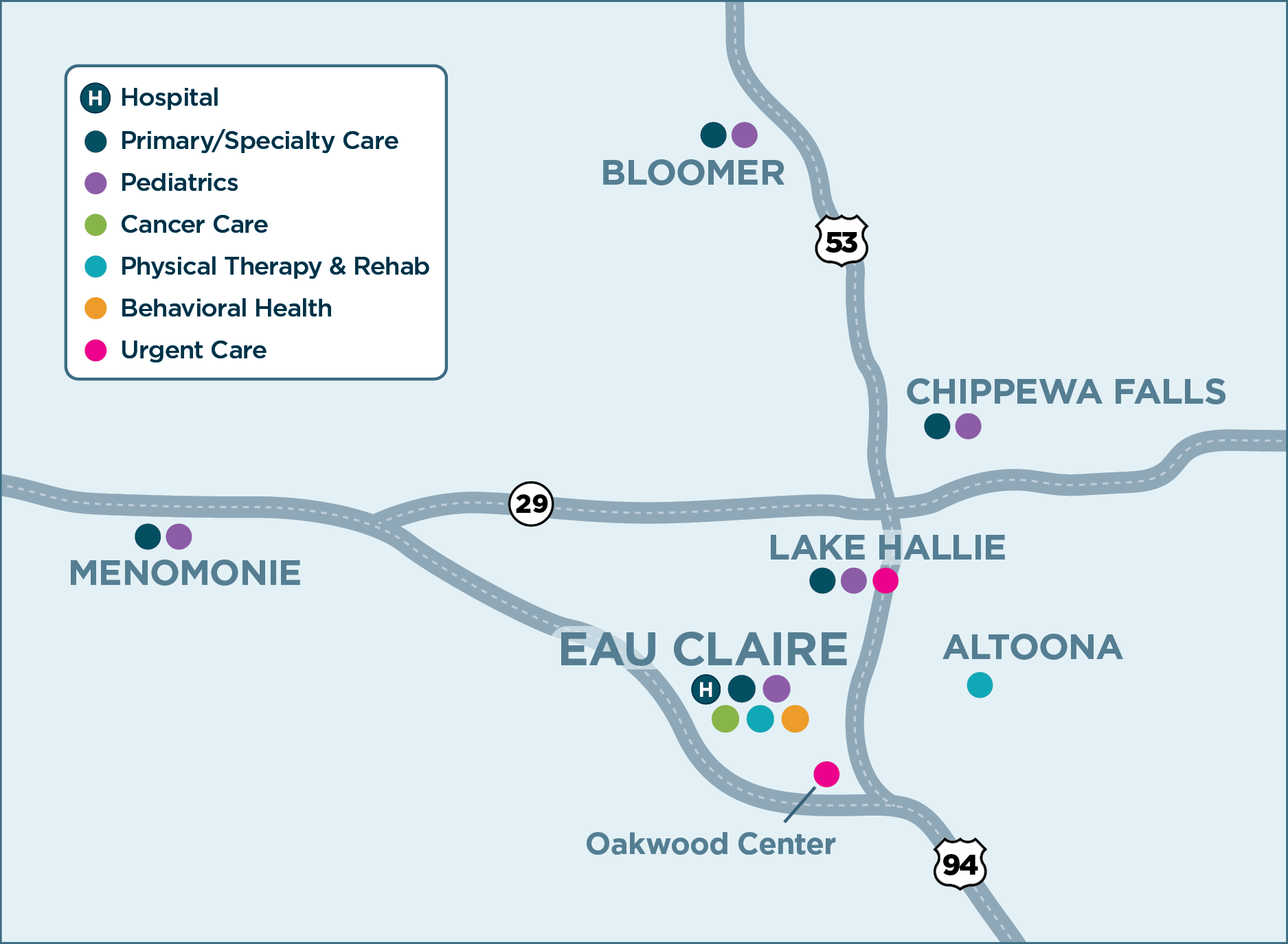 Eau Claire area map